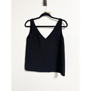 Sezane Paris Womens Sleeveless V Neck Blouse Top Boxy Fit Chic Black Size 36